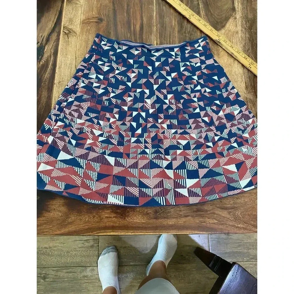 BCBGMAXAZRIA Red White Blue Circle Geometric Skater Mini Knit Skirt & Top Size S - Picture 3 of 8